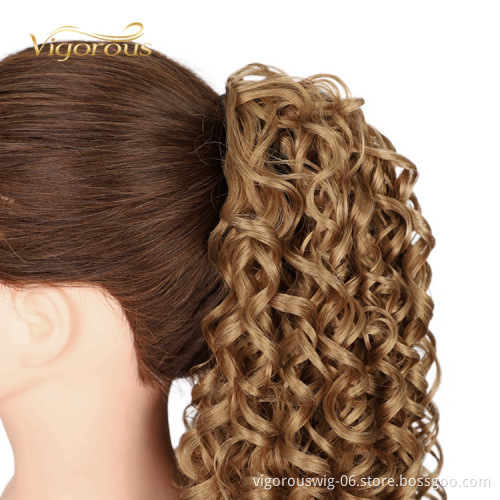 Easy Wear New Fashion Lowest Cheap Price For Women Natural Textured Afro Fiber Drawstring Curly Ponytail